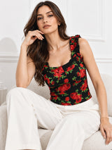 Printed White Sleeveless Top