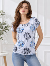 Clobug Stylish Printed Round Neck Top for Women – Trendy Summer Top