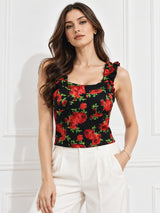 Printed White Sleeveless Top