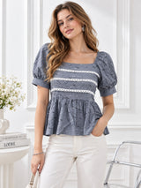 Grey Puff Sleeve Top