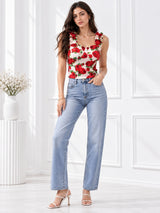 Printed White Sleeveless Top