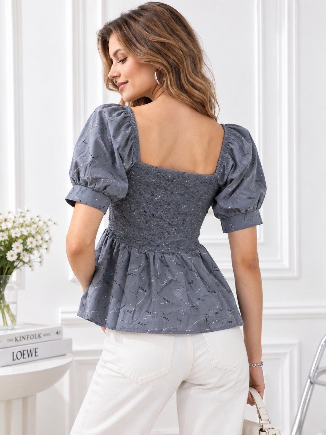 Grey Puff Sleeve Top