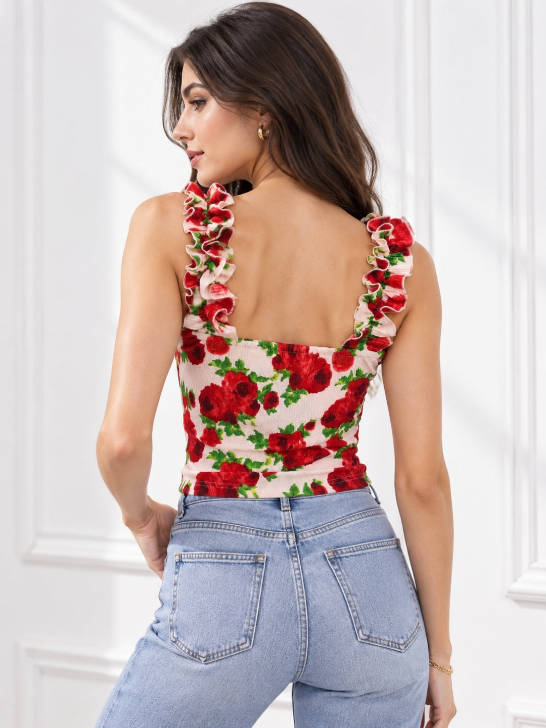 Printed White Sleeveless Top