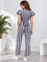 Clobug Women Striped Ruffle Multi V2 Jumpsuit