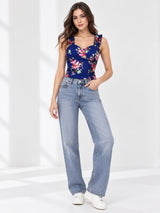 Printed White Sleeveless Top