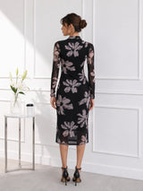 Clobug Women Printed Black Midi Dress