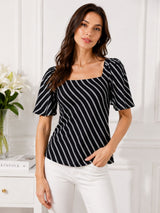 Women's Square Neck Striped Top