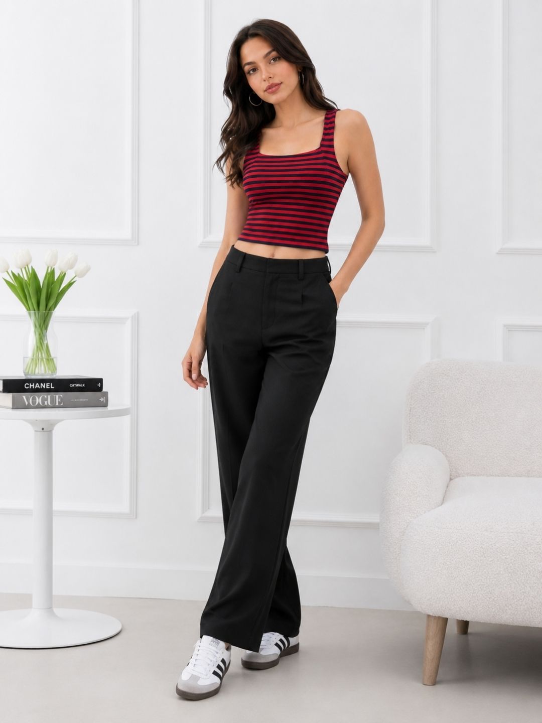 Women's Stripes Square Neck Top