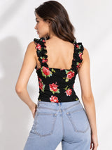 Printed White Sleeveless Top