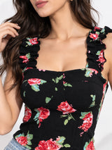 Printed White Sleeveless Top