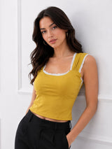 Women's Yellow Sleeveless Crop Top