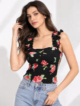 Printed White Sleeveless Top