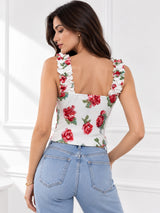 Printed White Sleeveless Top