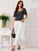 Women's Square Neck Striped Top