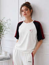 Women’s Half-Sleeve Stripe T-Shirt & Pant Co-ord Set