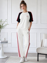 Women’s Half-Sleeve Stripe T-Shirt & Pant Co-ord Set
