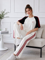 Women’s Half-Sleeve Stripe T-Shirt & Pant Co-ord Set