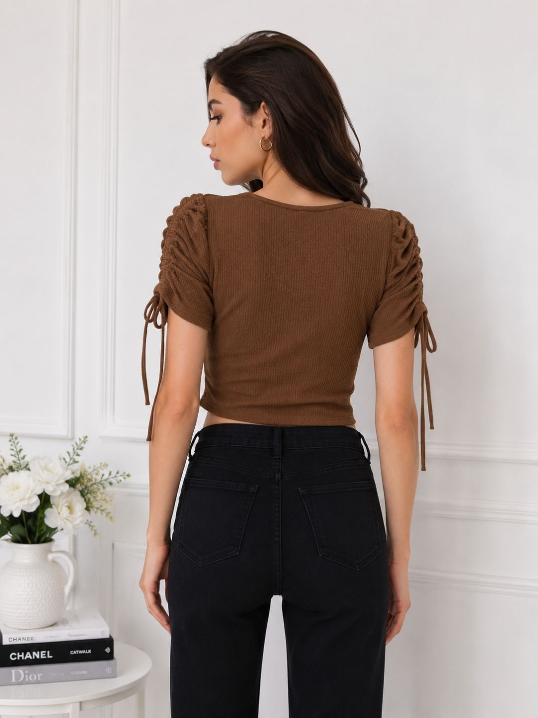 Women Brown Crop Top