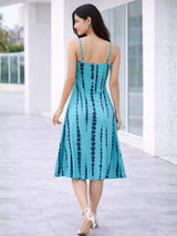 Women's Blue Print A-line Dress