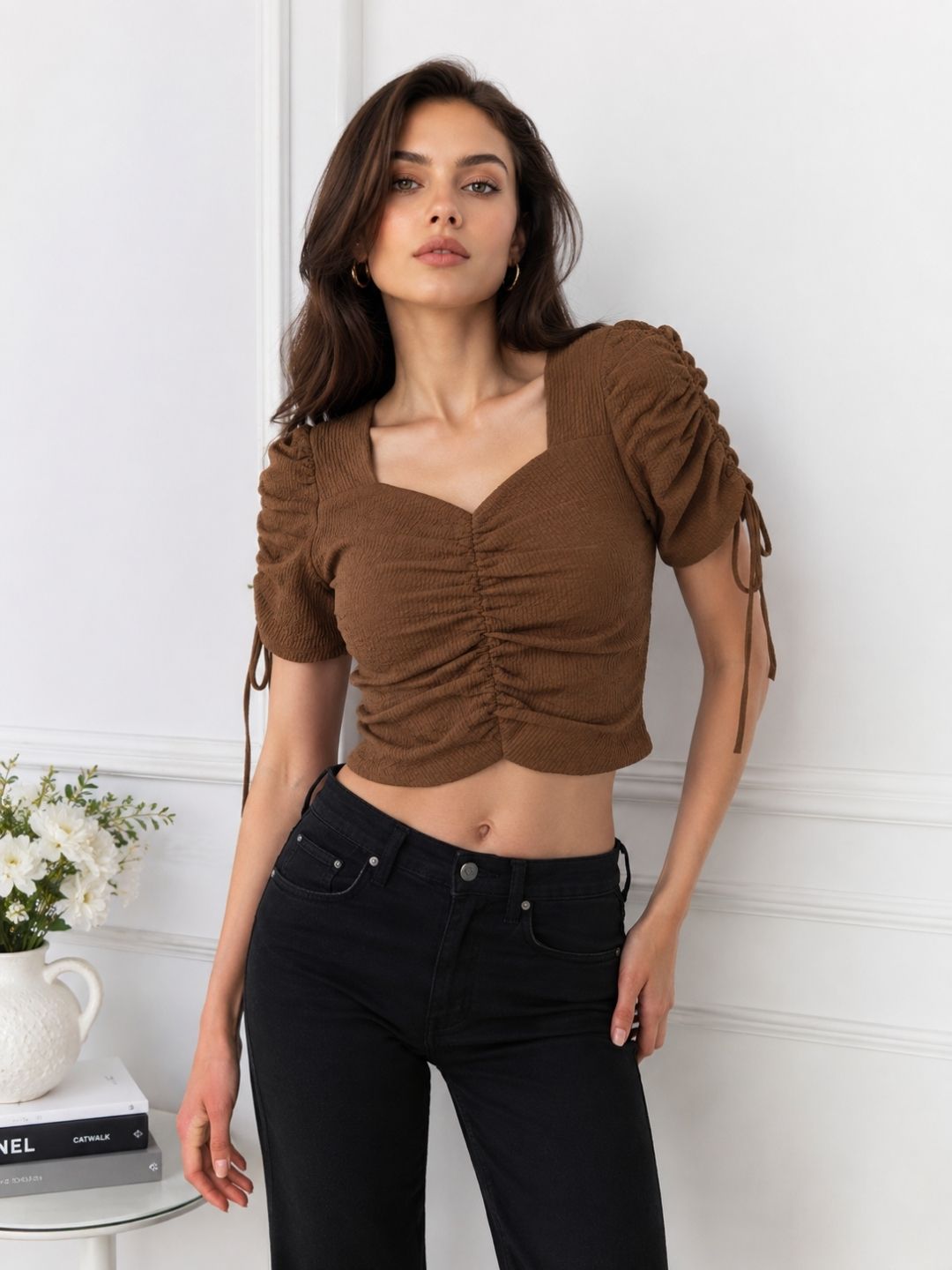Women Brown Crop Top