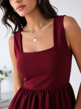 Women's Maroon Square Neck Top