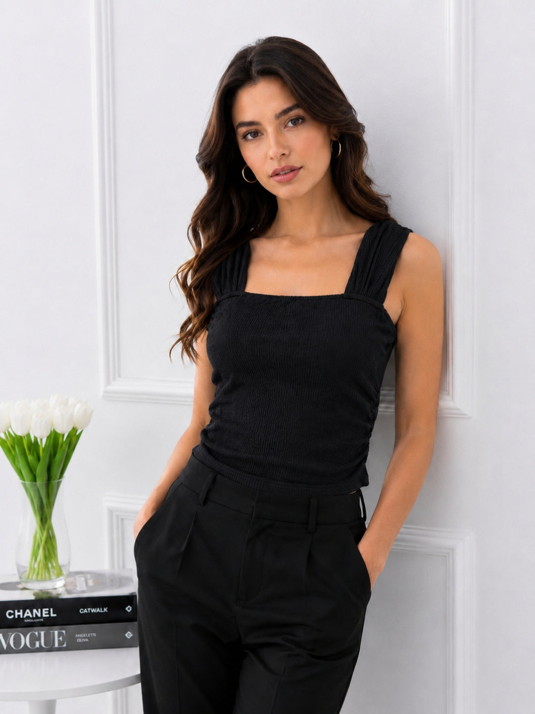 Women's Dark Green Sleeveless Top