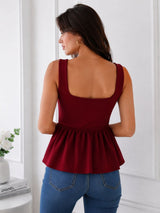Women's Maroon Square Neck Top
