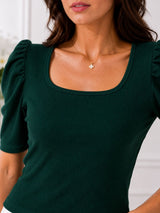 Women's Green Square Neck Top