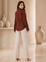 Clobug Casual  Textured Brown  Shirt With Full Sleeve