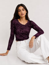 Clobug Women Cotton Blend Floral Print Top