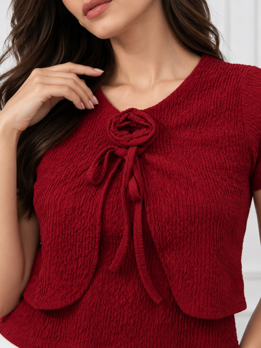 Clobug Half Sleeve Textured Top