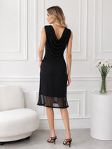 Women's Sleeveless Cowl Neck Mesh Dress