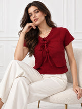 Clobug Half Sleeve Textured Top
