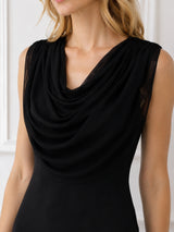 Women's Sleeveless Cowl Neck Mesh Dress