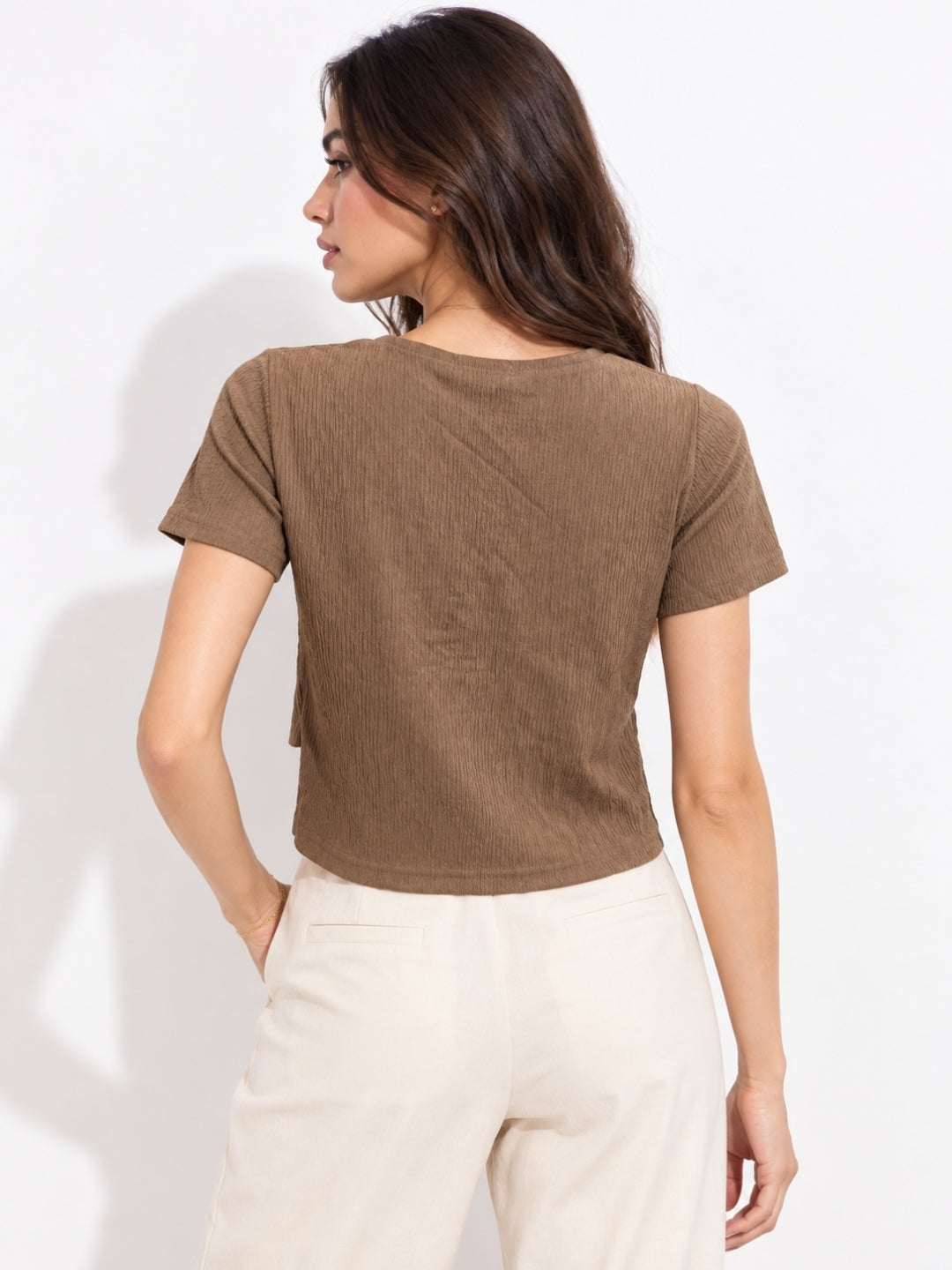 Clobug Half Sleeve Textured Top