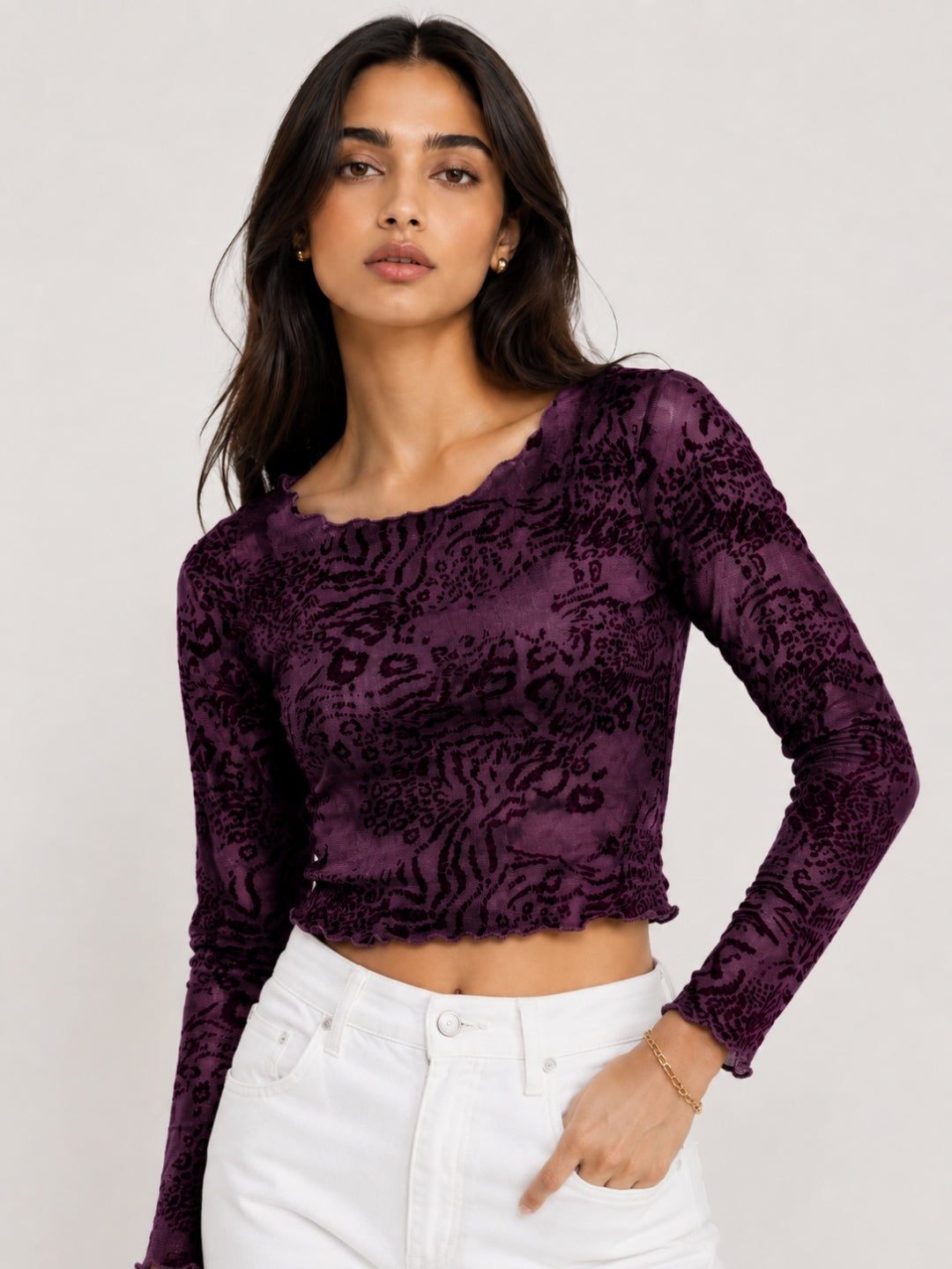 Clobug Women Cotton Blend Floral Print Top