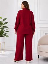 Women's Plus Size Floral Appliqué Shirt & Pant Co-Ord Set