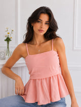 Women's Solid Peplum Cami Top