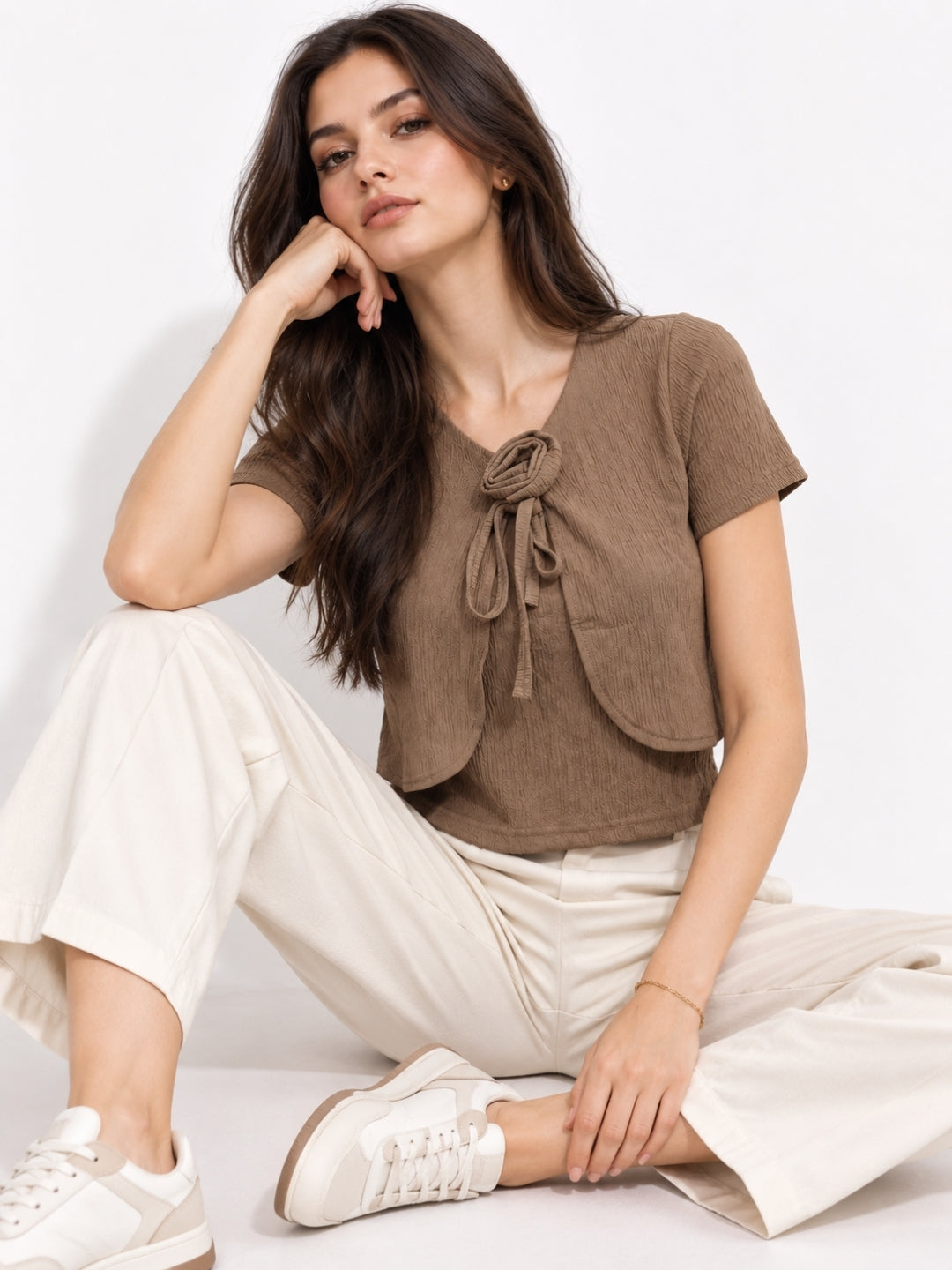 Clobug Half Sleeve Textured Top