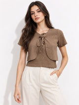 Clobug Half Sleeve Textured Top