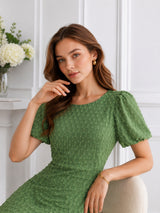 Women’s Polyester Green Back Tie-up Dress