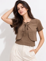 Clobug Half Sleeve Textured Top