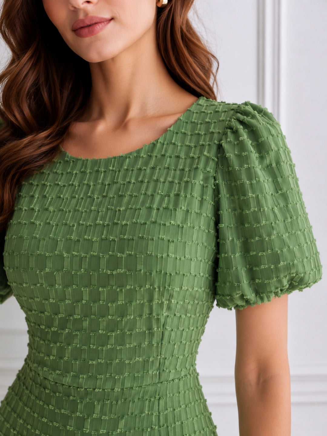 Women’s Polyester Green Back Tie-up Dress