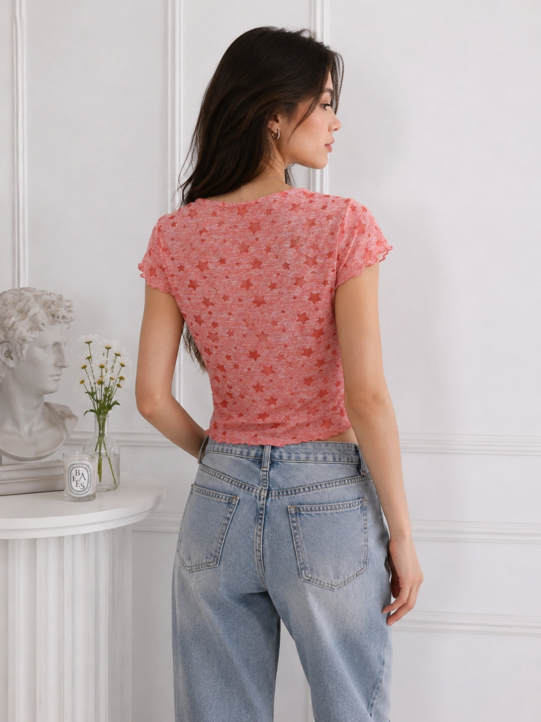 Women Cowl Neck Printed Crop Top
