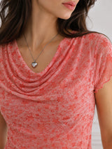 Women Cowl Neck Printed Crop Top
