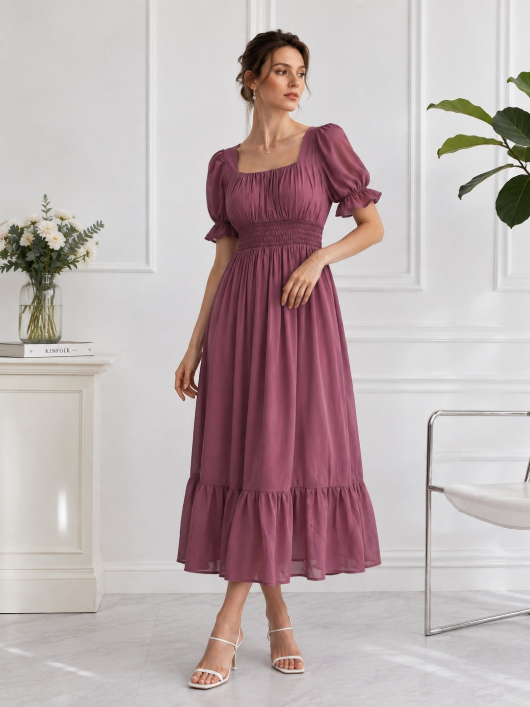 Women’s Cotton Bled Pink Flare Maxi Dress