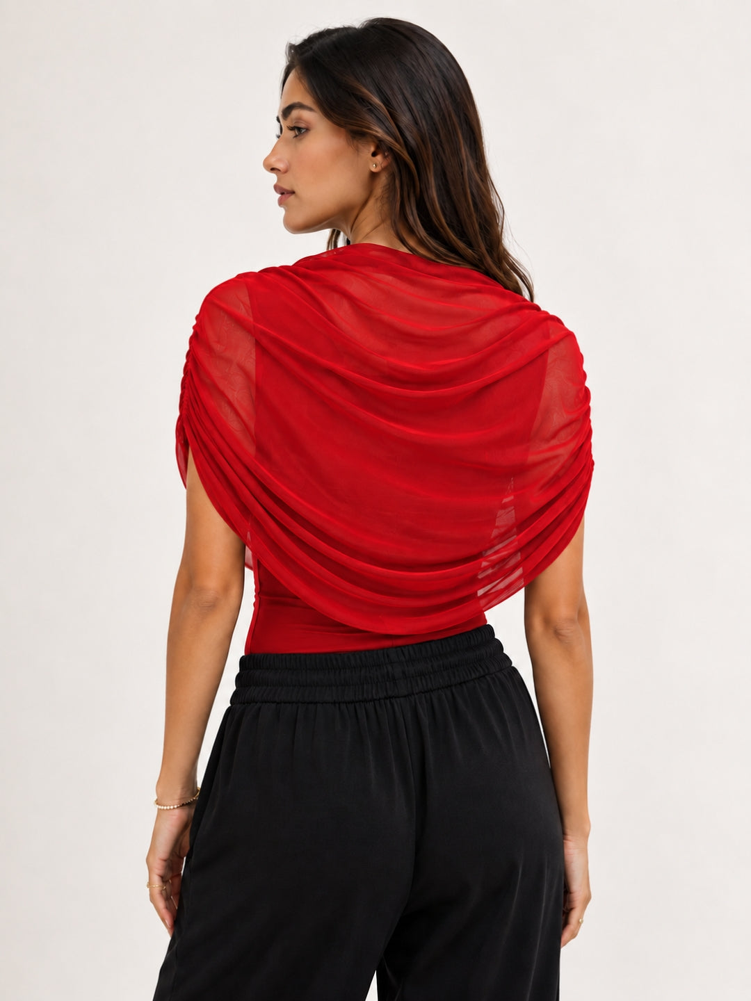 Clobug Women Cape Sleeve Boat Neck Top
