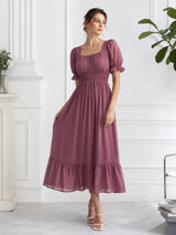 Women’s Polyester Plus Size Pink Flare Maxi Dress