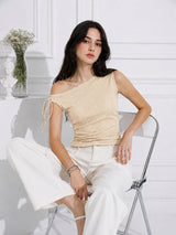 Women's Maroon One Shoulder Tie-up Top
