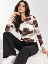 Clobug Women Full Sleeve Big Floral Print Top